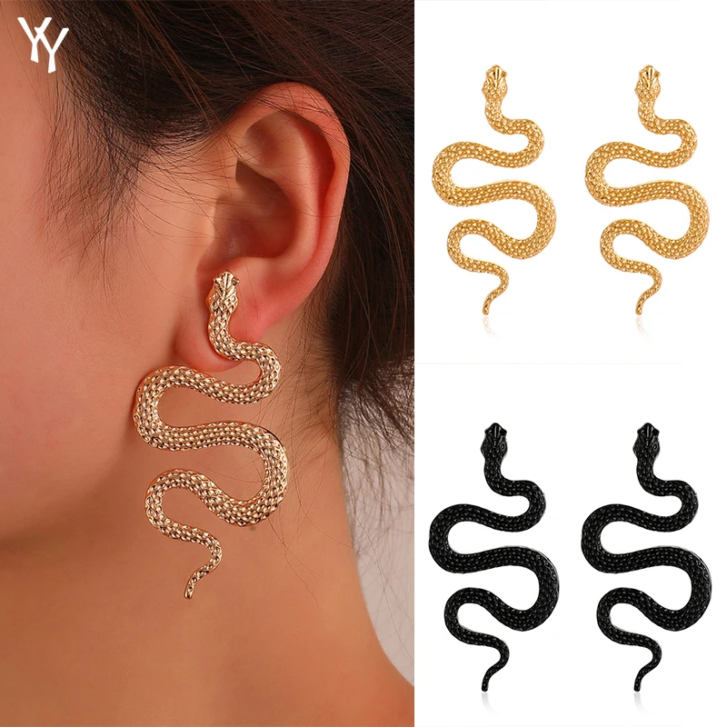 Fashion Three-dimensional Snake Shape Earrings For Women Retro Exaggerated Punk Style Animal Earrings Girl Jewelry Gift