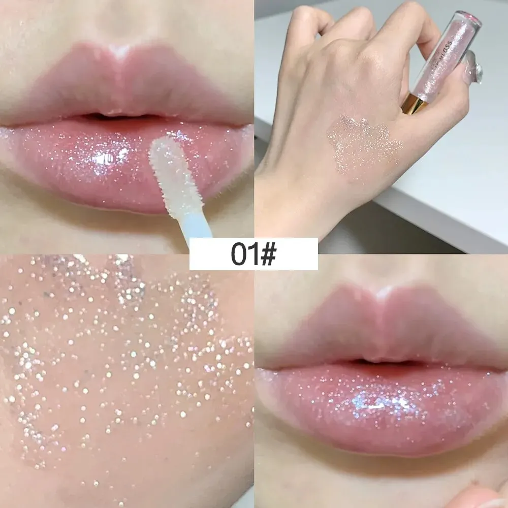 Sparkling Lip Gloss, Fine Shimmer Water-glossy Pouty Lips Moisturizing Lipstick