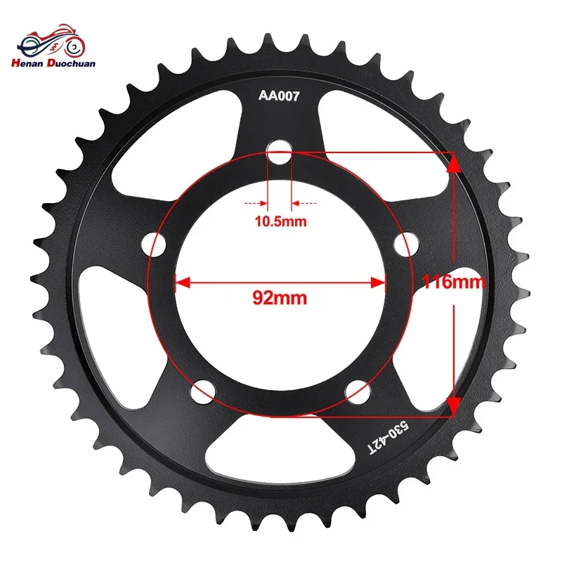 

530 42T Motorbike Rear Sprocket Gear Chain Cam Wheel For Kawasaki ZX-14R ZX1400 Ninja 1400 ZZR1400 Special Edition 530-42T Tooth