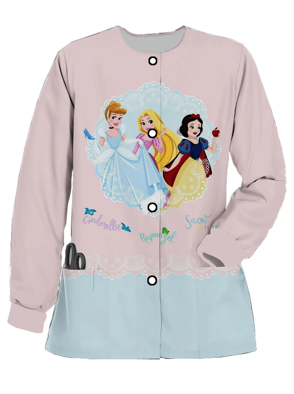 Nurse uniform women's long-sleeved spring and autumn doctor work uniform Disney Snow White print frosted cardigan jacket