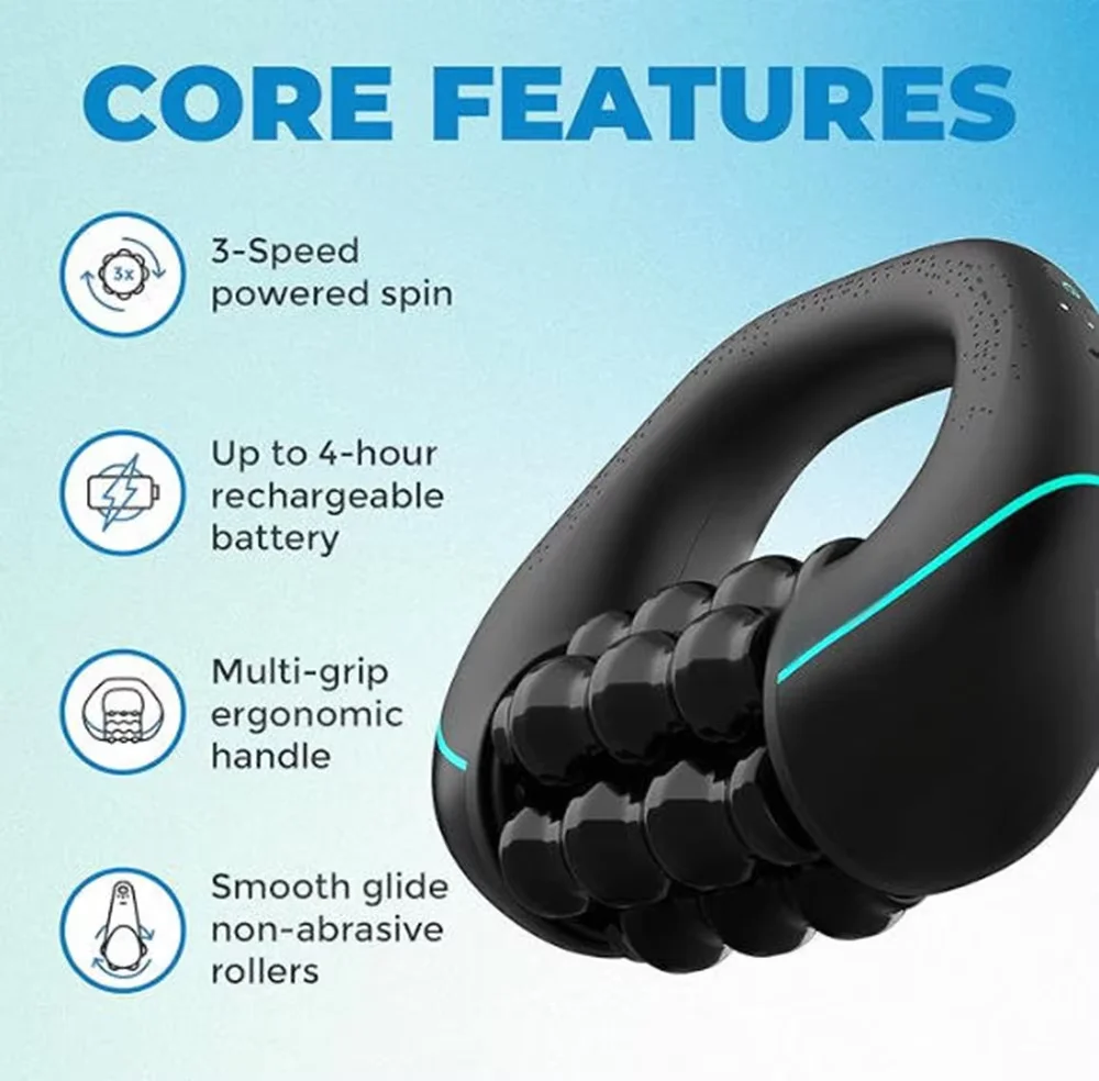 Portable Mini Electric Massage Roller Handheld Full Body Muscle Relaxation Fascia Impact Massager 3 Levels For Recovery