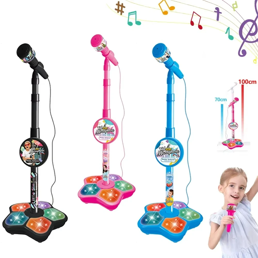 Kids Microphone with Stand Karaoke Song Music Instrument Toys Brain-Training Educational Toy Birthday Gift for Girls Boys