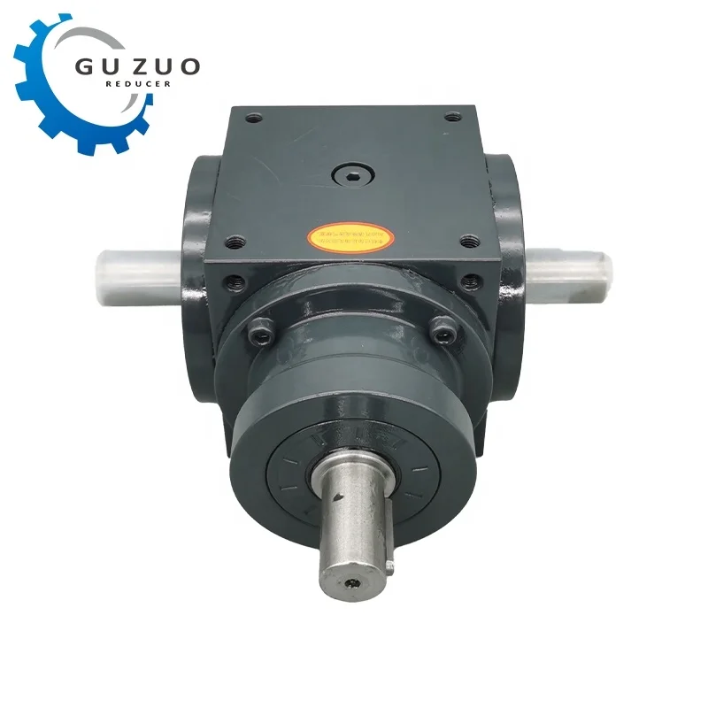 Guzuo High Quality 90 Degree Right Angle Spiral Bevel Helical Transmission Hole Output Steering Gearbox for Reduction