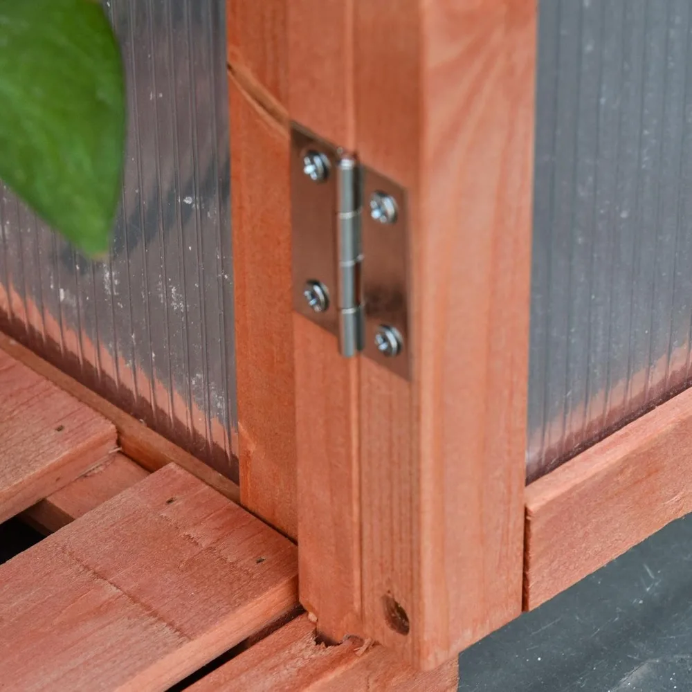 32 x 19 x 54 Green Garden Wood Cold Frame with Adjustable Shelves, Double Doors, Orange