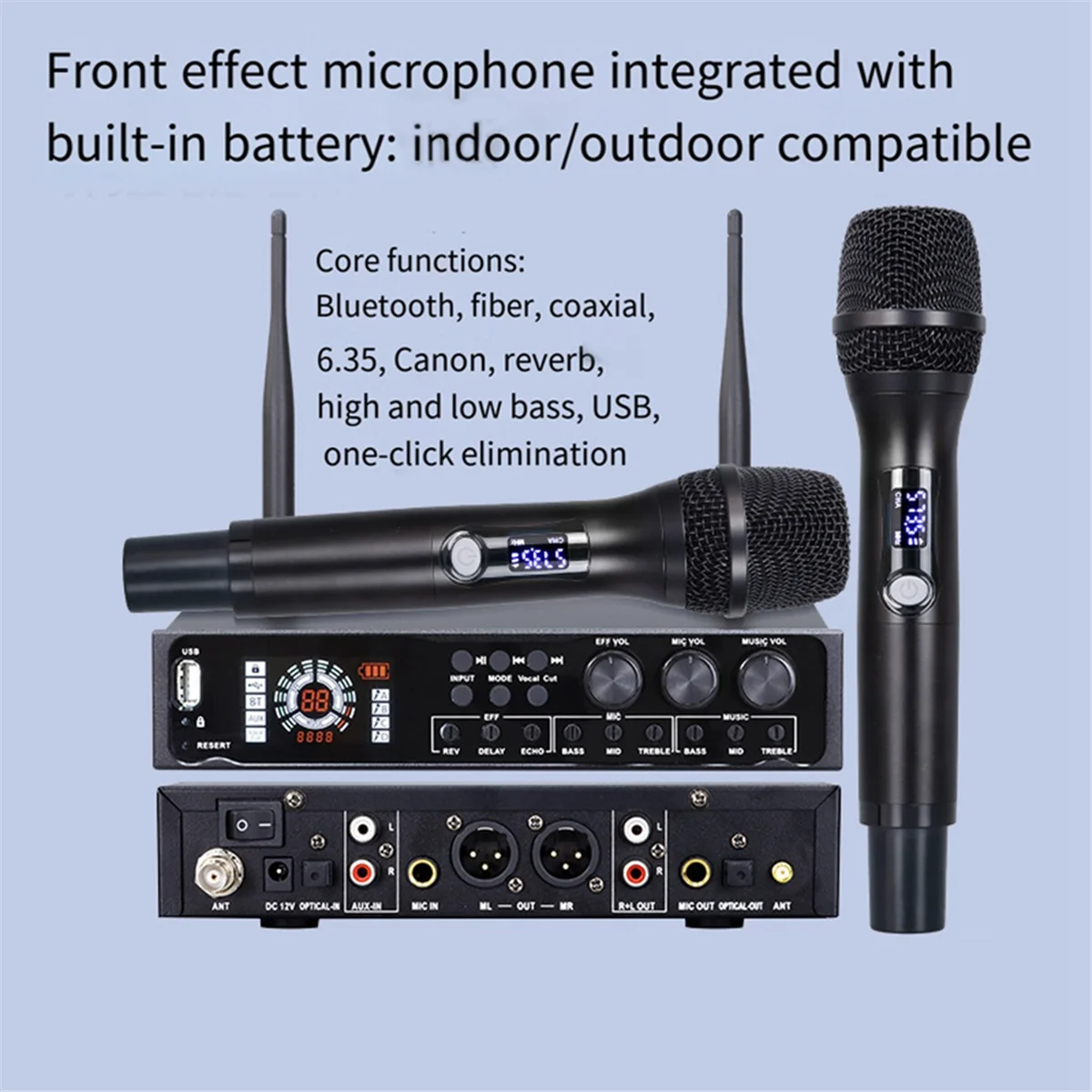 Wireless Microphone System Single Cordless Microphone Set UHF Professional Dynamic Mic for Karaoke Home Church