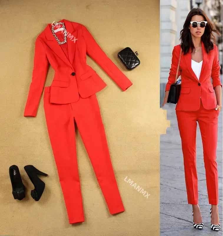 

New Fall Fashion Suit Suit Female Career Suit Jacket and Long Sections Temperament Casual Two-piece /1set +pants Tide