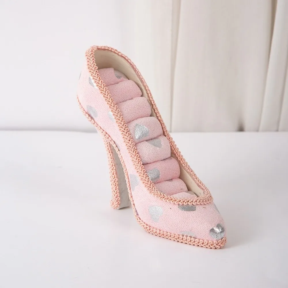 Creative High Heel Shoe Jewelry Holder Floral Print Leopard Print Jewelry Display Stand Multi-pattern Vintage