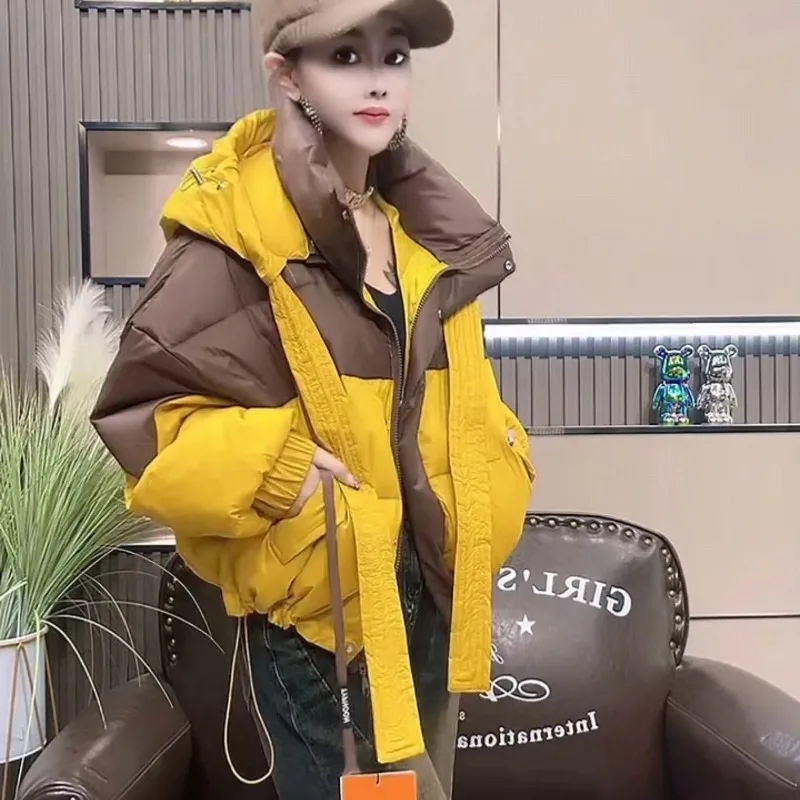 Women's Winter Cotton Coat Top Coat Splicing Short Thickened Leisure Loose Fashion Design Premium Comfortable Versatile Trend