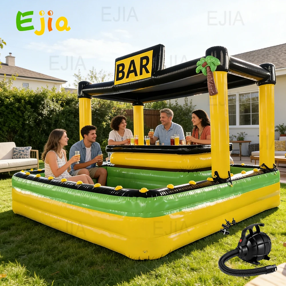 

Custom Foldable Inflatable Bar Pool with Canopy PVC Pub House Blow Up Pool Bar for Backyard Parties and Outdoor Gatherings