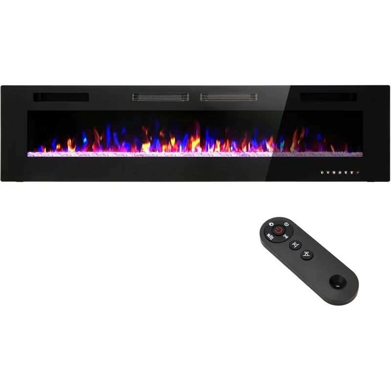 Electric Fireplace   Wall Mount and Embedded Ultra-thin 3.86 Inch Electric Heater Touch Screen with Remote Control No Noise