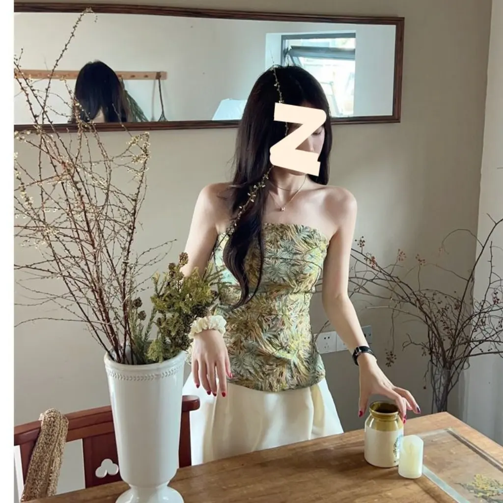 

Женский топ-труба в китайском стиле с национальной вышивкой и небольшим жилетом на слинге, уникальный топ с плечами в тайском стиле на весну и лето