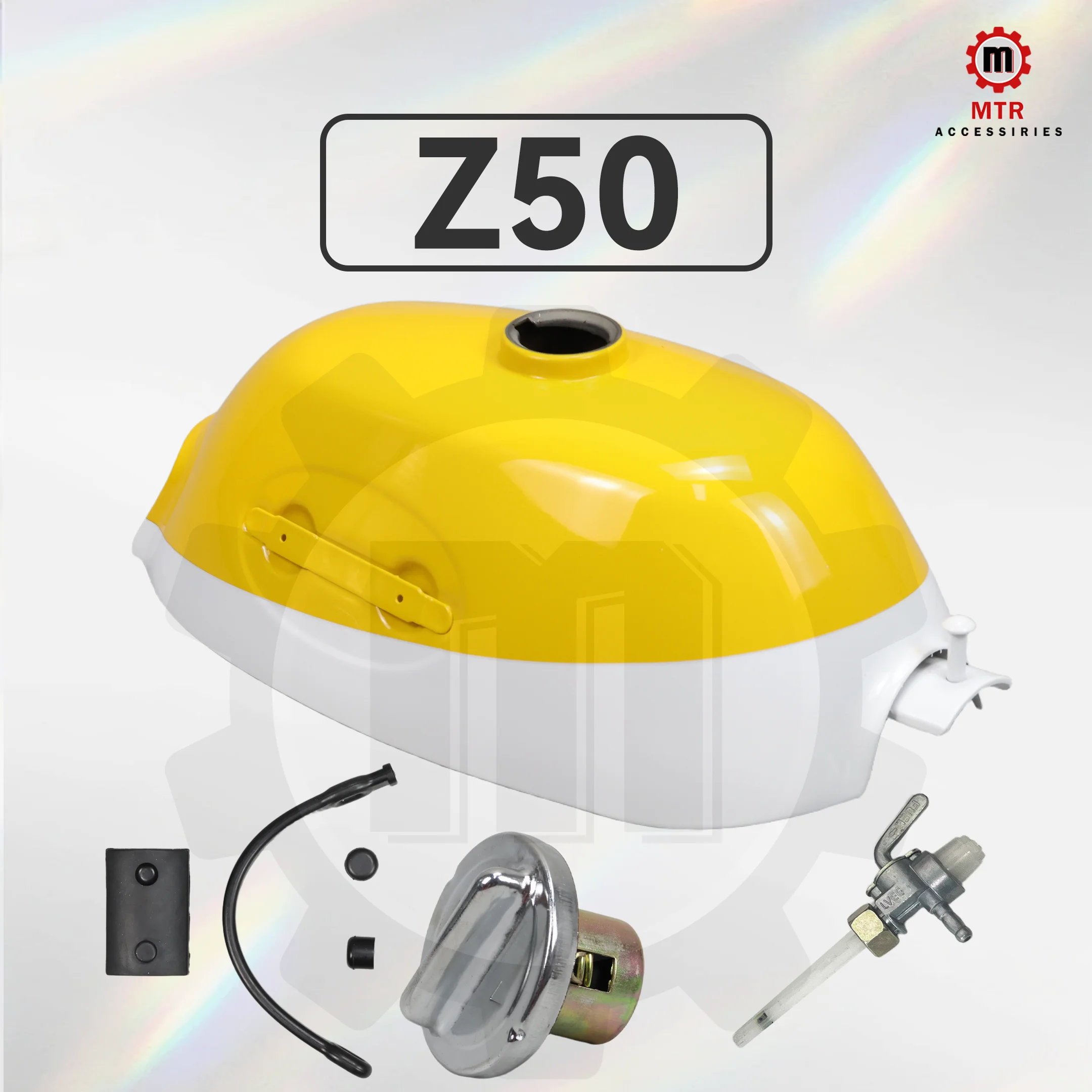 

Z50A Fuel Tank Kit K2 Petrol Tank Kit Yellow White Metal 4L Oil Tank for Z50A K2 1970-1971 Motorcycles Parts