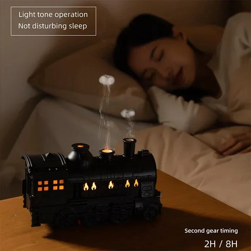 Mini-Zugform-Aromatherapie-Diffusor für ätherische Öle, Ultraschall-Luftbefeuchter mit kühlem Nebel und Lampe, Difusor-Zerstäuber