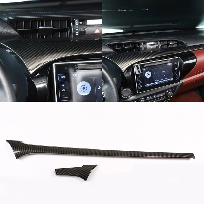 

For 2015-2021 Toyota Hilux ABS carbon fiber pattern car central control dashboard panel cover sticker interior accessories