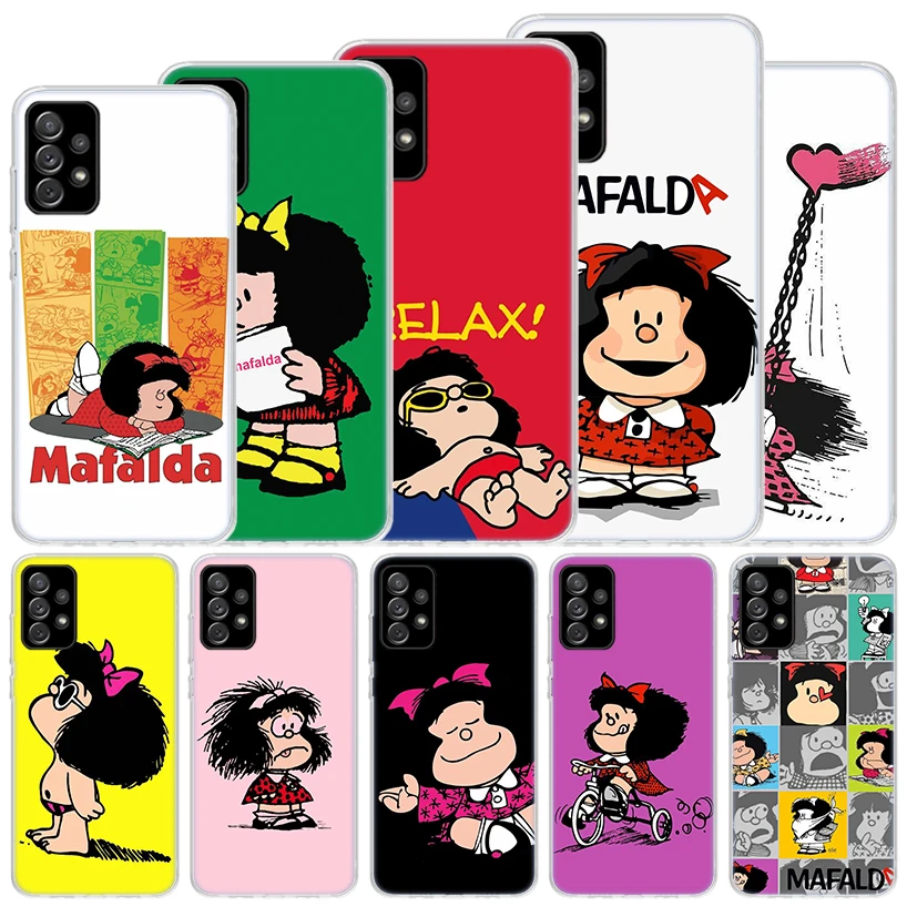 Cartoon Cute Mafalda Soft Case For Samsung Galaxy A16 A15 A14 A13 A56 A55 A54 A53 Phone Cover A26 A36 A25 A35 A24 A34 A23 A33 A1