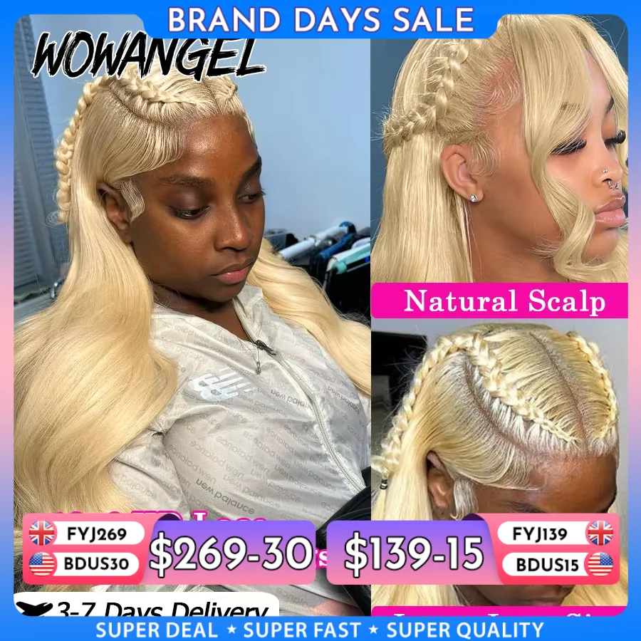 Wow Angel 250% #613 HD Lace Front Wigs 13x6 Blonde Body Wave Wig 13x4 HD Lace Frontal Human Hair Wigs Melt skins Natural Scalp