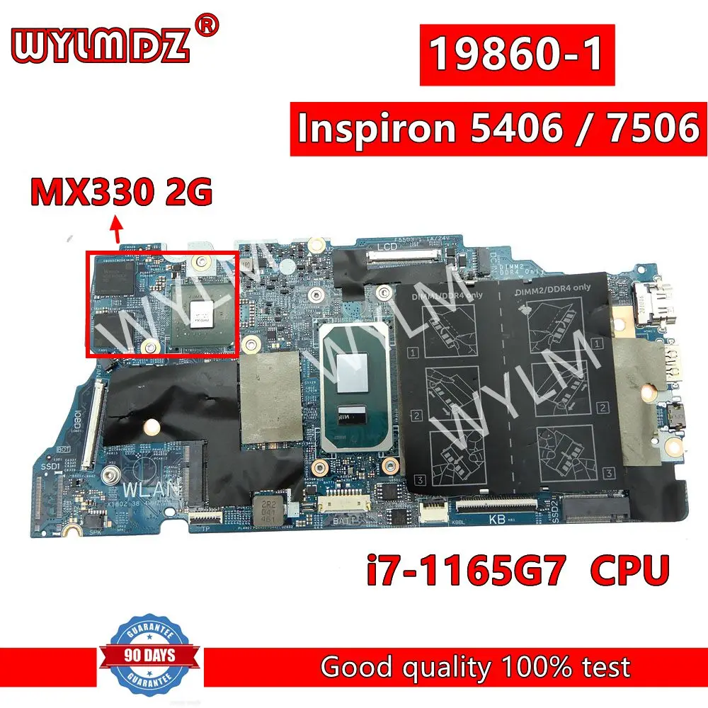 

19860-1 i7-1165G7CPU MX330 2G GPU Laptop Motherboard For Dell Inspiron 5406 7506 Mainboard CN 02VWCV 2VWCV Test