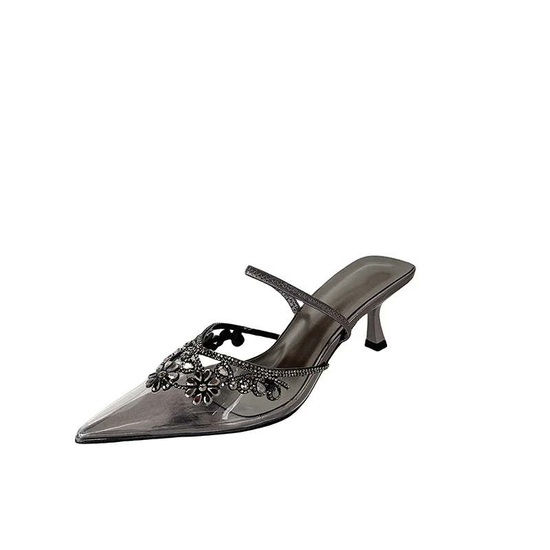 

Женские элегантные туфли на высоком каблуке, золотые туфли с прозрачными стразами, туфли-слингбэки на каблуке 5 см, туфли-лодочки с заостренным носком.