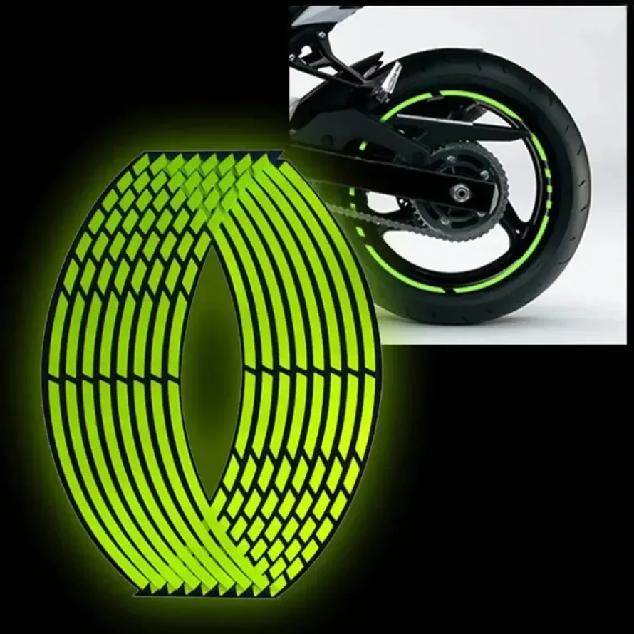 

18'' Reflective Motorcycle Sticker Wheel Rim Strips Decoration Stripe Car Bike Bicycle Motorbike Fluorescent Ornamental Stickers