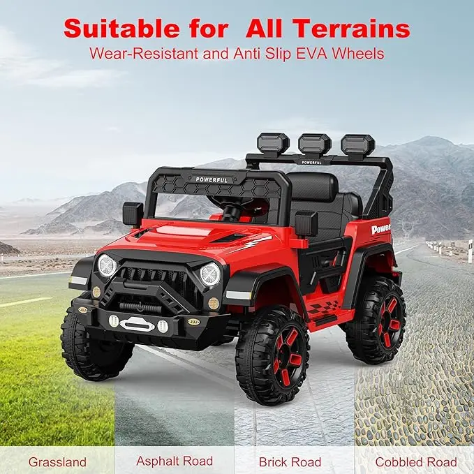12V Ride on Car Battery Powered Electric Car for Kids with 2.4G Remote Control with 3 Speeds, Soft Start, Music for Ages 3-8
