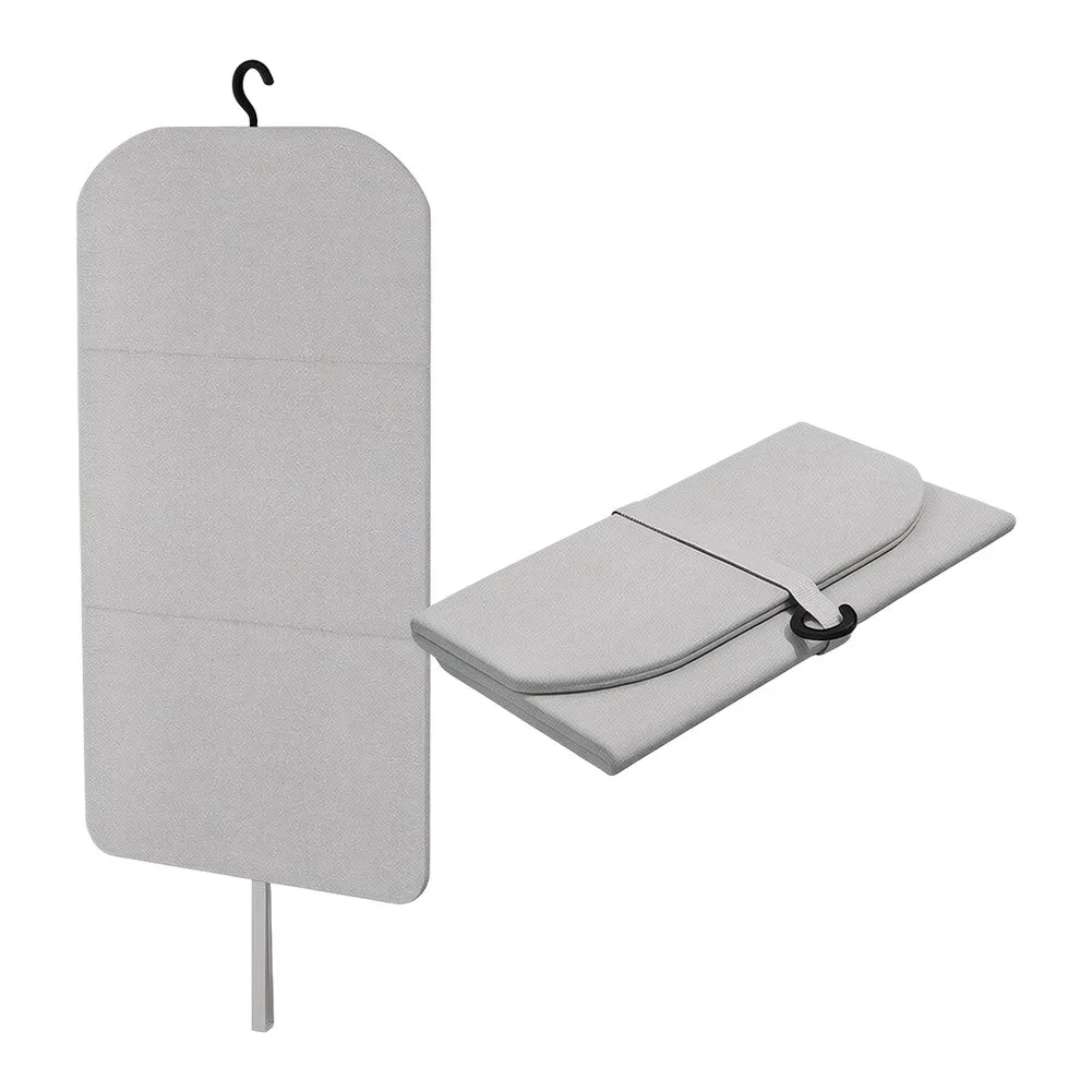 Lightweight Foldable Ironing Board for Wall or Closet - Cotton Fabric Sponge Felt Base 45 cm x 86 cm Gray Color