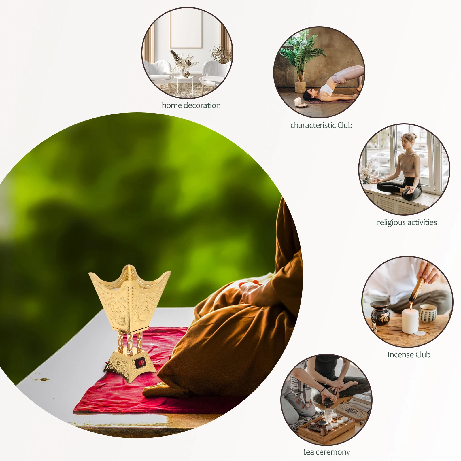 

Arabian Style Electric Incense Burner Metal Home Decoration Compact Size Us Plug Electric Incense Burner Censer