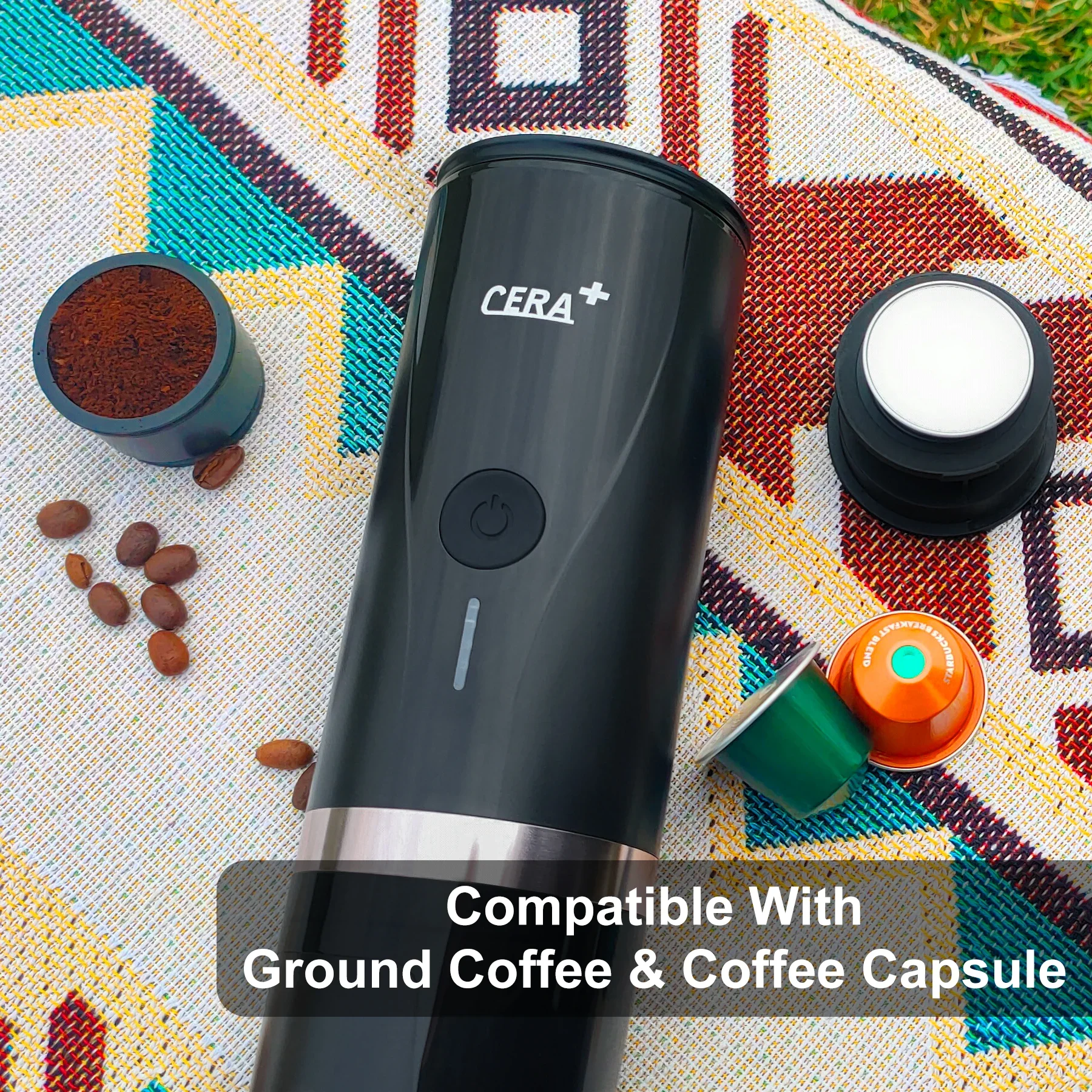 for CERA+Portable Coffee Machine Portable Coffee Machine Mini Automatic Espresso Handpress Pod Travel/Outdoor/Customizable Logo