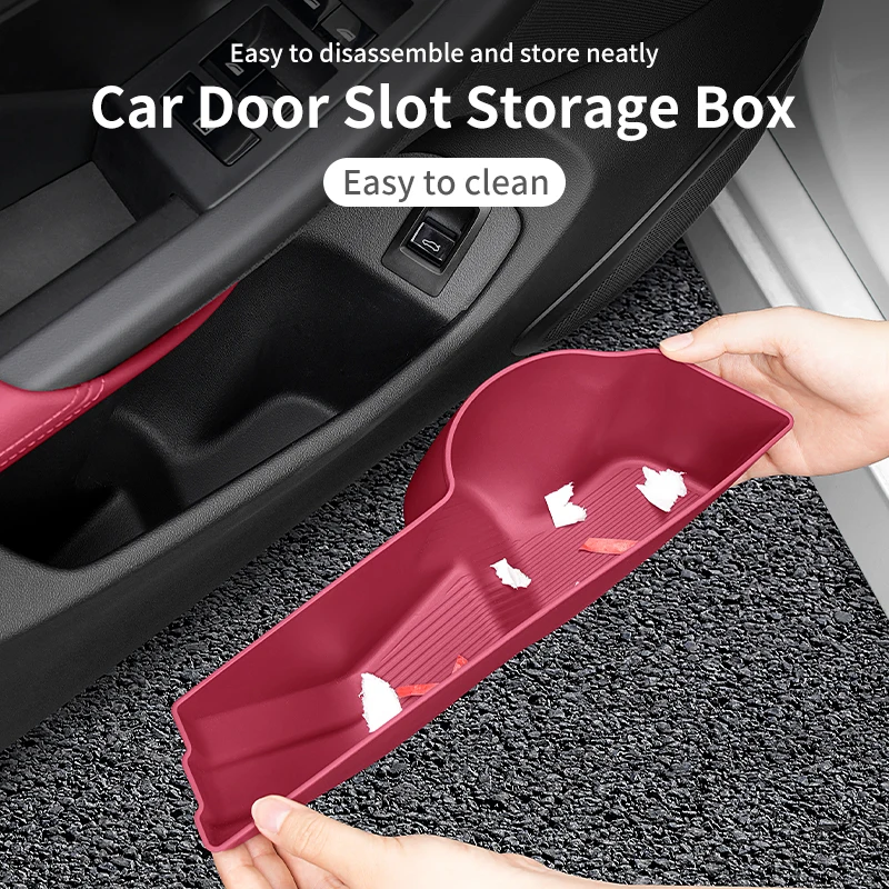 For BMW Series 5 G60 I5 2024 TPE Front Door Storage Box Car Inner Door Organizer Tray Water Cup Holder Auto Interior Accessories