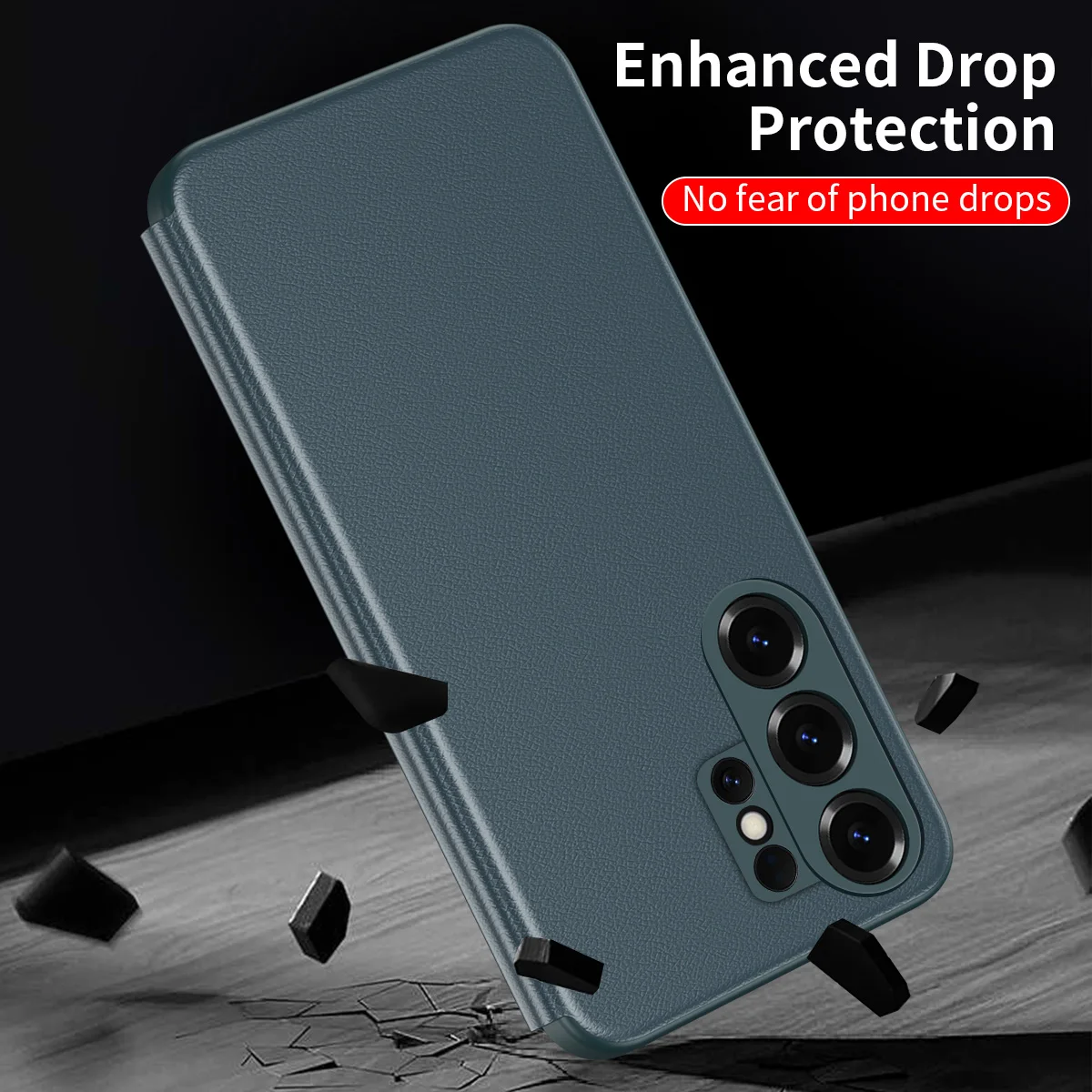 Inteligentne skórzane etui z okienkiem i dotykowym wyświetlaczem do Samsung Galaxy S26 S25 S24 S23 S22 Ultra Plus FE Edge, futerał z klapką, obudowa. — zdjęcie produktu 4