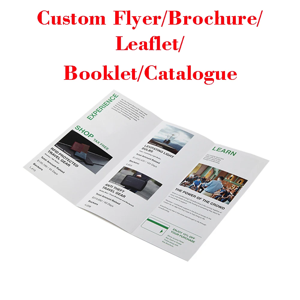 Custom Flyer Booklet Brochure Leaflet Any Size Design Full Color Coated Paper Leaflet Double Free Sample Tri-Fold Special Folder