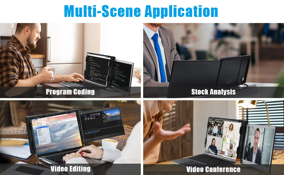 H1 Plus Monitor-Bildschirm-Extender, Dual-Laptop-Monitor-Bildschirm für Laptops, tragbarer erweiterter Laptop-Bildschirm