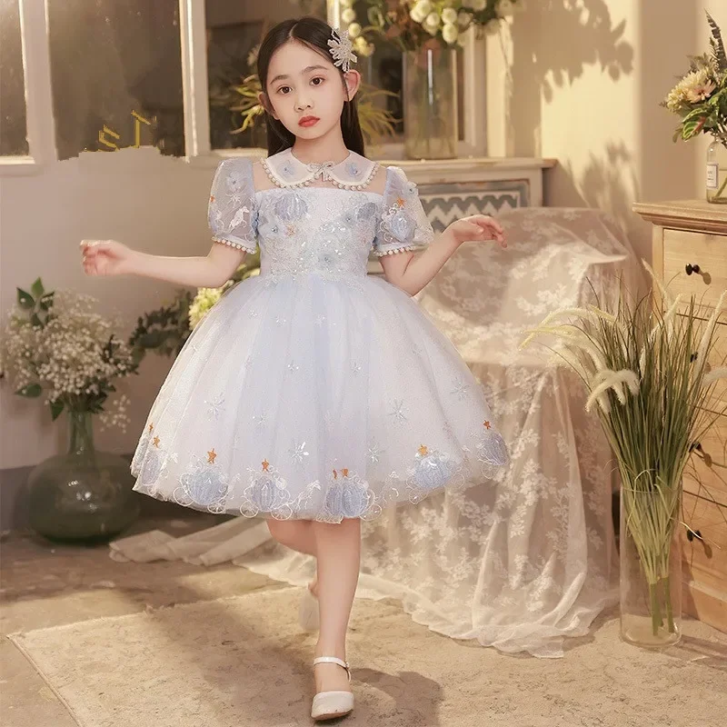 

Girls Elegant Princess Ball Gown Kids High-End Beading Sequin Design Birthday Party Wedding Dresses y992