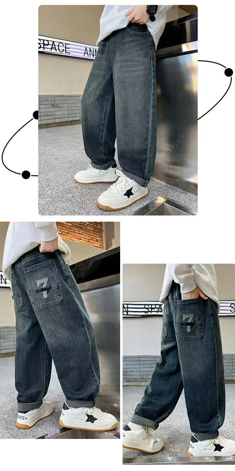 Winter-Jeans für Teenager-Jungen, Plüsch-Warm, 4-14 Jahre, Kinder-Mode, bestickte Buchstaben, Denim-Hose, Herbst, lässige, gerade geschnittene Sporthose – Detail 10