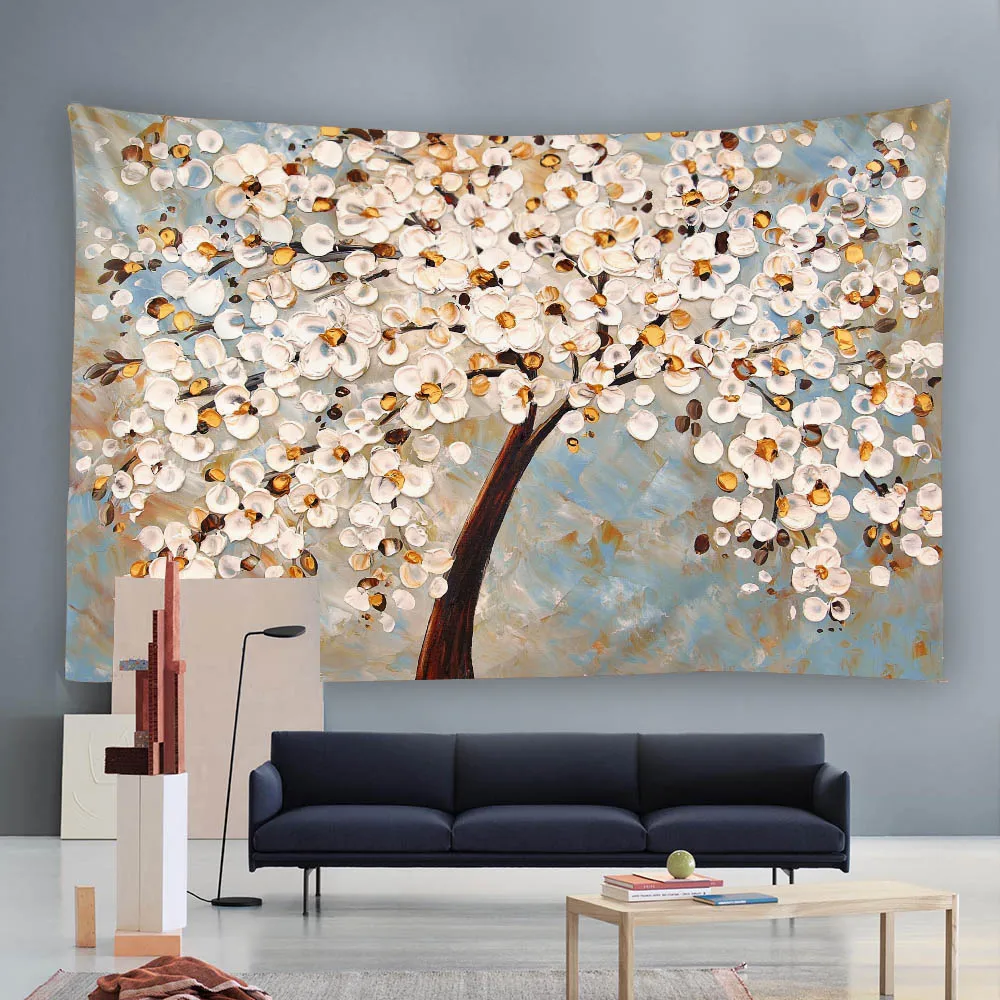 

Life Tree Oil Painting Tapestry, Multiple Sizes and Styles, Home Aesthetics Wall Hanging Decoration Living Room Background Cloth