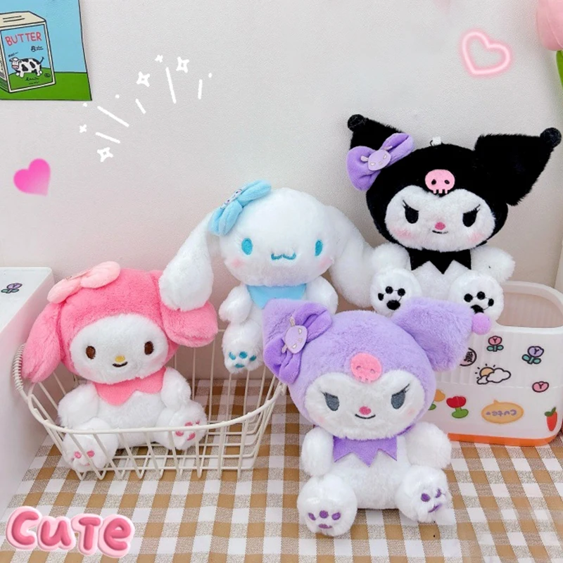 Kawaii Sanrio Kuromi mainan mewah kartun Cinnamoroll My Melody gantungan kunci boneka liontin mobil cincin ransel dekorasi tas