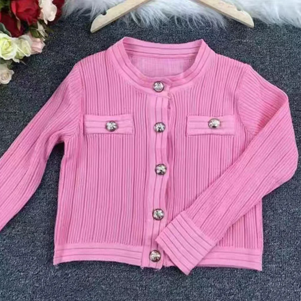 Atasan rajut pas badan untuk wanita, kardigan Sweater leher-o Single Breasted desain gaya malas warna polos baru