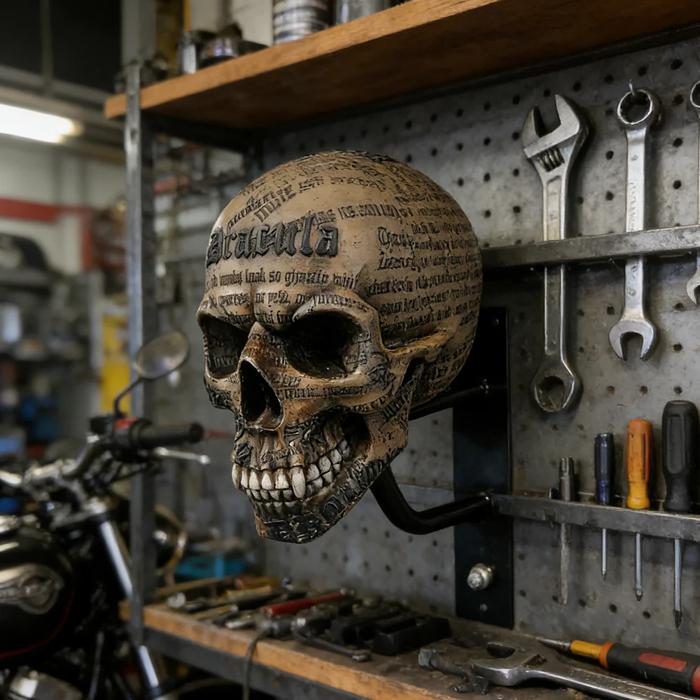 

Wall Mounted Motorcycle Skull Helmet Bracket Retro Home Decoration Motorcycle Helmet Bracket Resin Crafts Skull Helmet Bracket