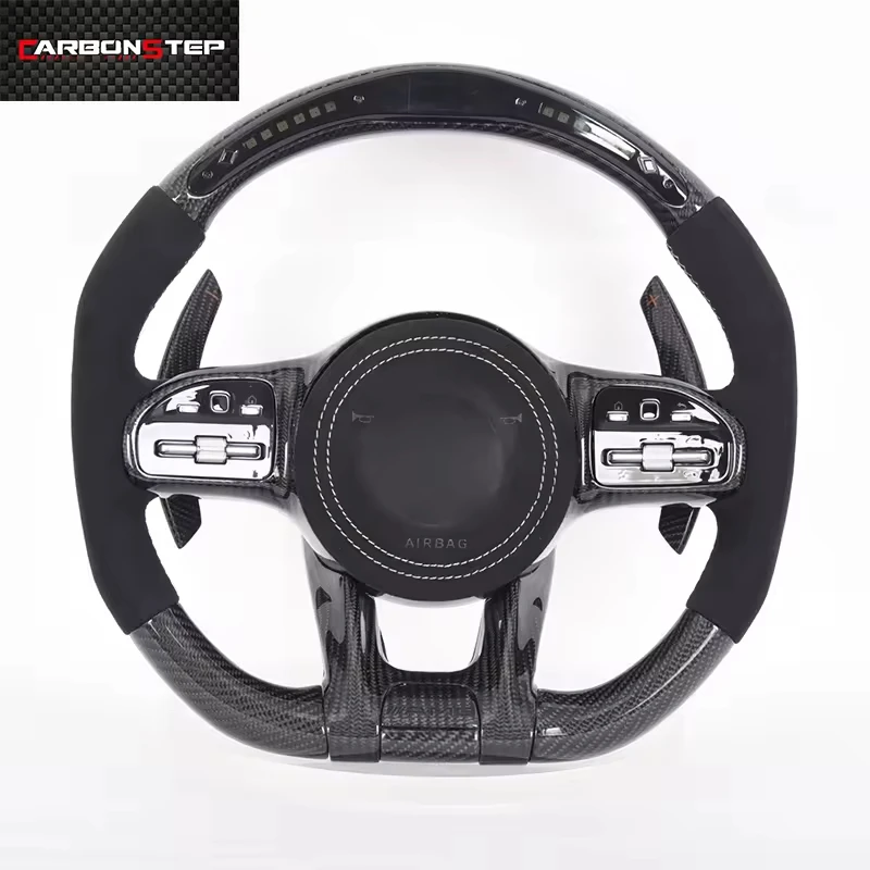 

LED Carbon Fiber Steering Wheel For Mercedes Benz AMG A C E S Class C43 A45 W205 W204 G55 G500 W212 W463 C63 S63 CLS63 E63