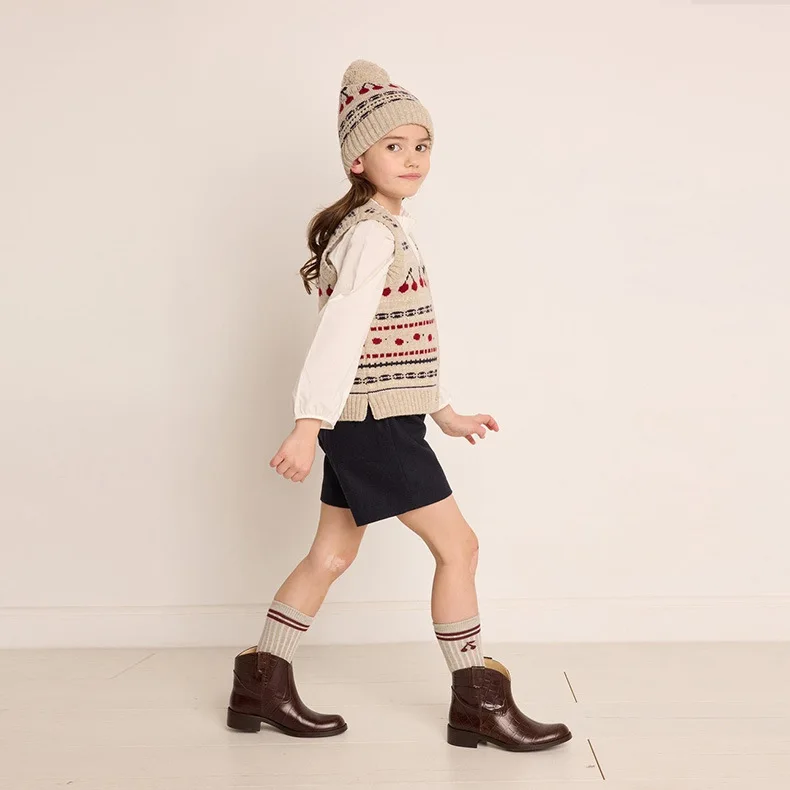 BP 2023 AW Kids Wool Hat Toddler Girls Cherry Bonnet 1-10Y