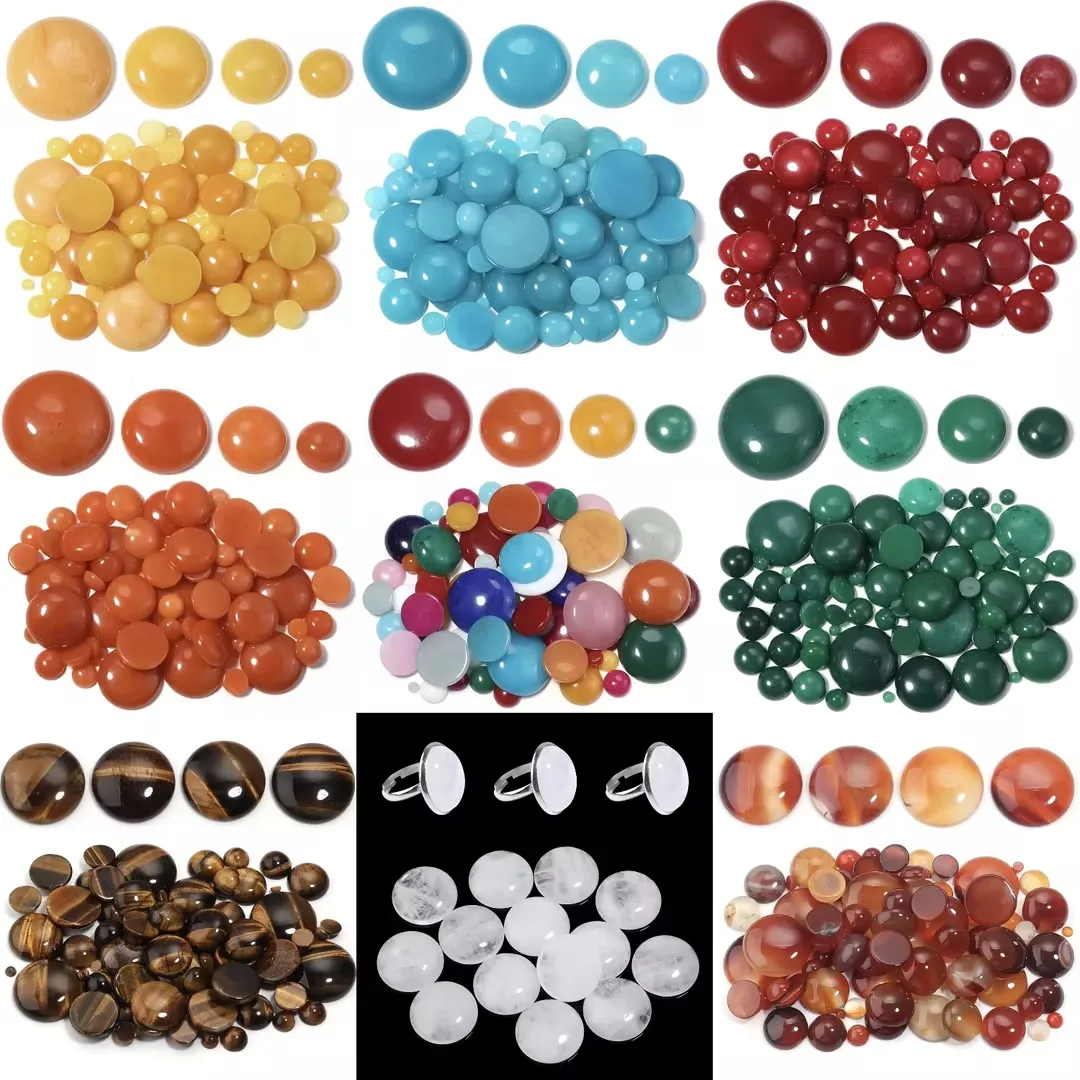 10pcs/lot Natural Stone Cabochon 4 6 8 10 12mm 27 Patterns for DIY Ring Earring Bracelet Necklace Making Jewelry Finding