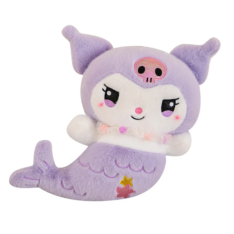 Sanrio boneka mewah putri duyung Kuromi Melody boneka boneka anak-anak Super lucu dekorasi kamar tidur perempuan hadiah boneka untuk anak-anak