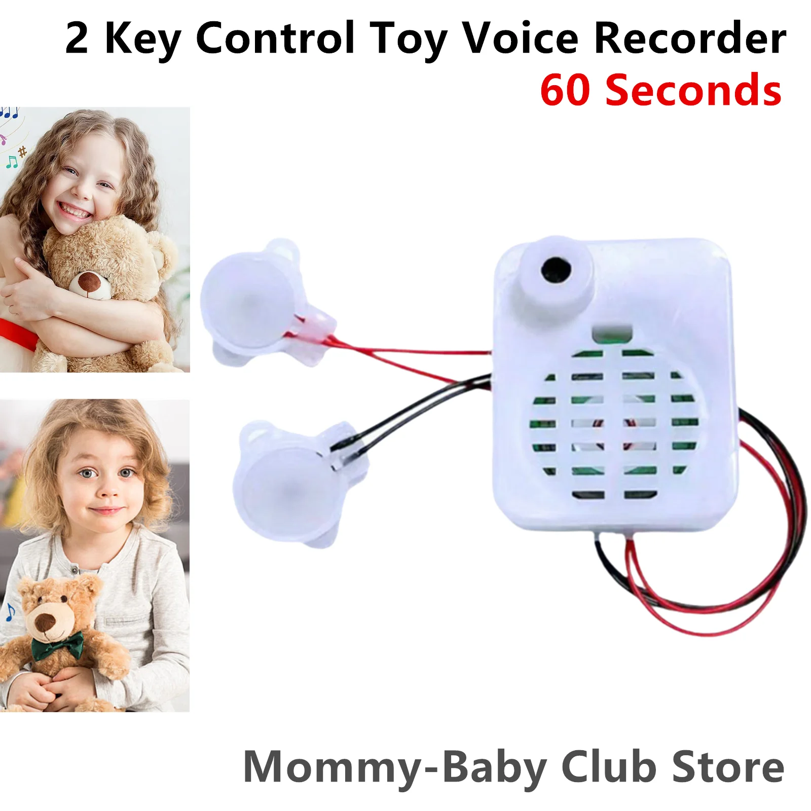 60 Seconds Doll Voice Recorder Toy Sound Module 2 Key Recording Device For Stuffed Animal DIY Baby Gift Voice Box