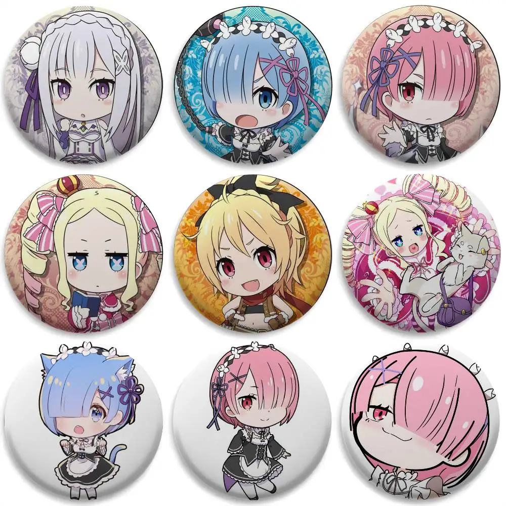 

Kawaii R-Re Zero‌ Anime Badges Round Exquisite Badge Brooches Creative Pins For Clothes Hat Backpack Gift Accessories