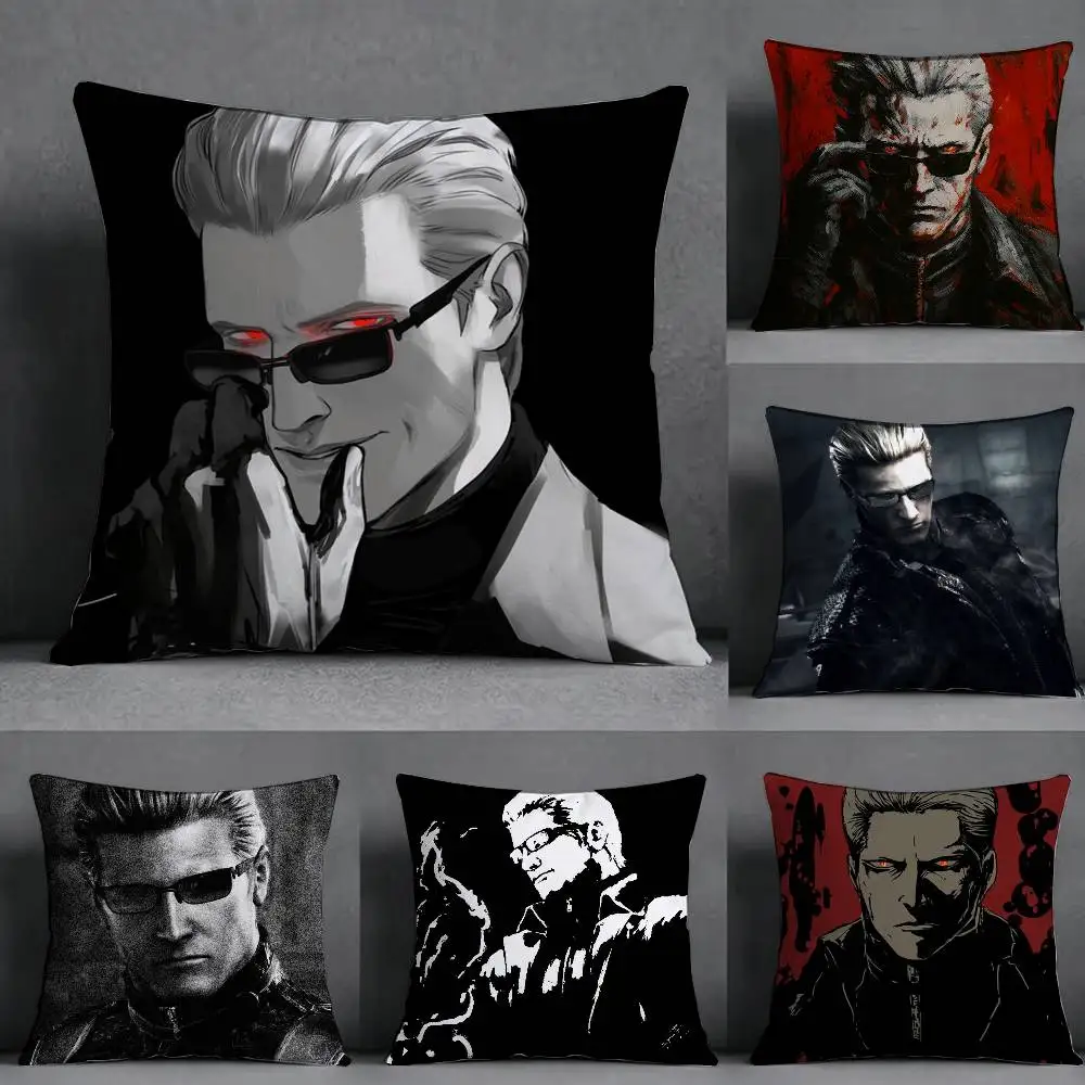 GAME Albert W-Wesker Pillow Case Square Double-Sided Sofa Cushion Cover Bedroom Bedside Pillow