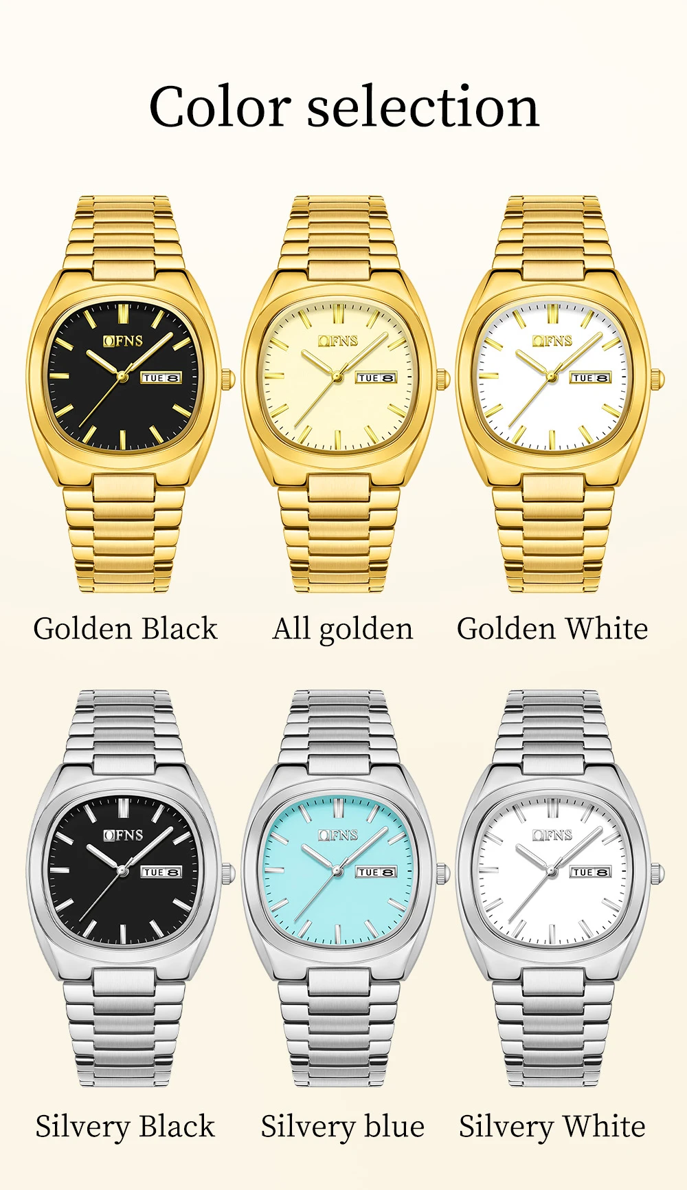 Alla moda OFNS Nuovo 1566 Orologio al quarzo da donna d'affari Impermeabile Doppio calendario Luce notturna Orologio al quarzo da donna di lusso