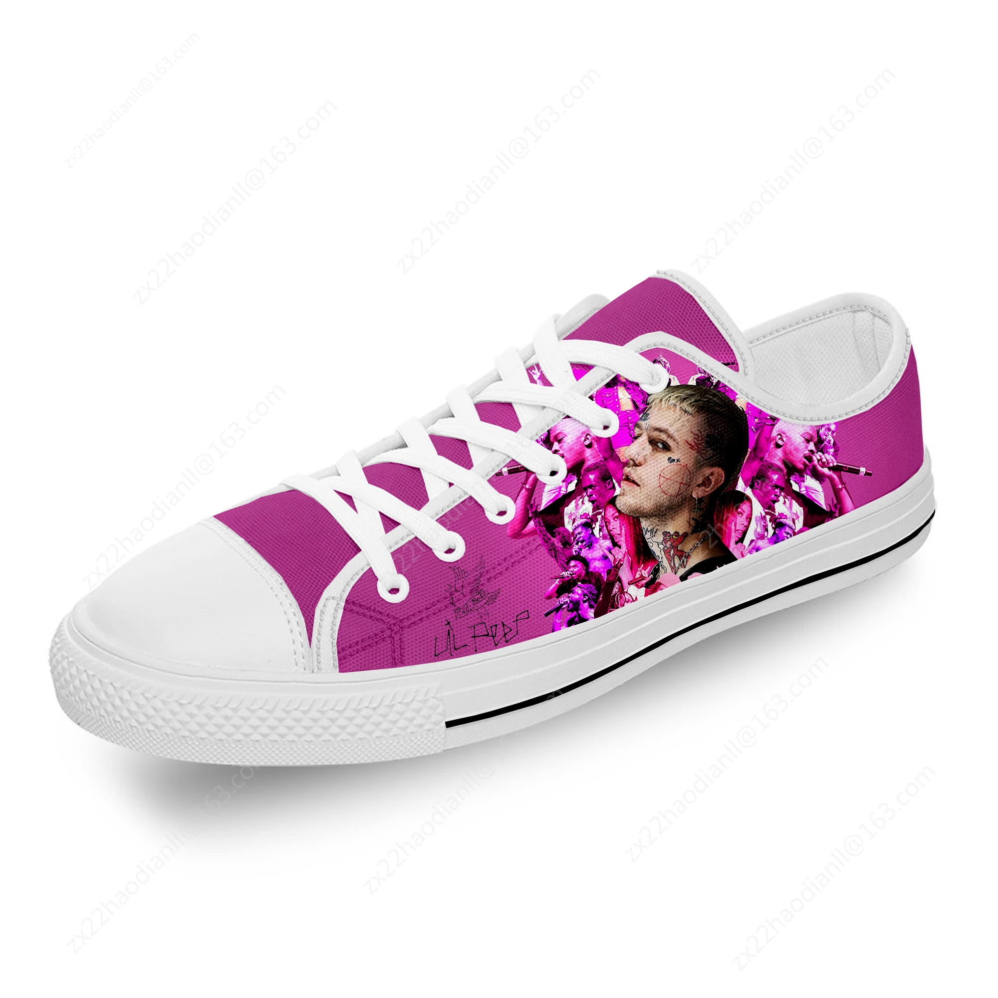 Hip Hop Rapper Lil Peep Novelty White Cloth Fashion 3D Print Low Top Canvas Shoes Men Women Lightweight Breathable Sneakers