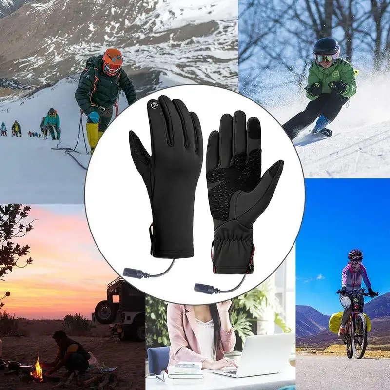 Heated Gloves For Women Anti Slip Waterproof USB Heating Gloves Screen Touchable Winter Supplies Multifunctional Windproof