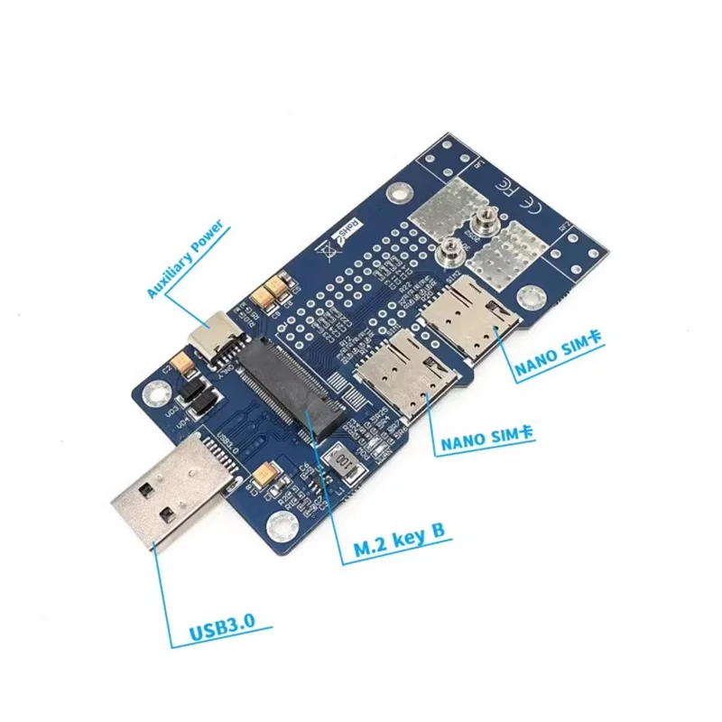 NGFF To USB 3.0 Board M.2 Key B Riser Card LTE 4G 5G To USB3.0 Dongle With Dual Nano SIM Antenna For EM06-E EM12-G RM520N RM530N