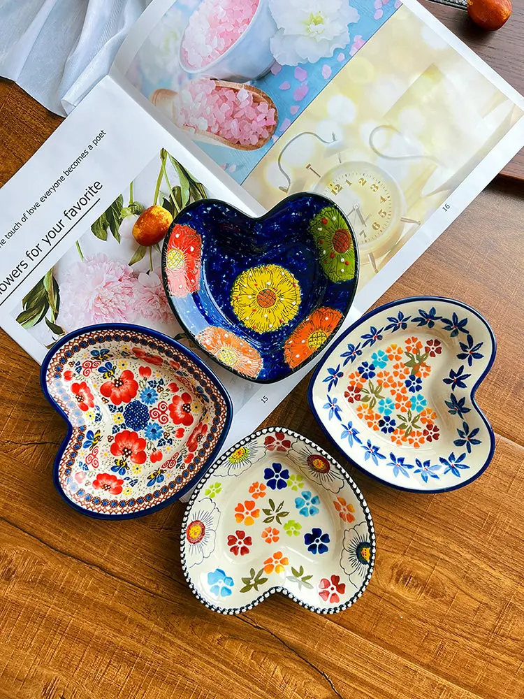 Cuenco creativo con forma de corazón, cuenco Vintage Sle Home especial muy atractivo para salsa de nuez Di Dip, cuenco pequeño, bandeja profunda para dátiles