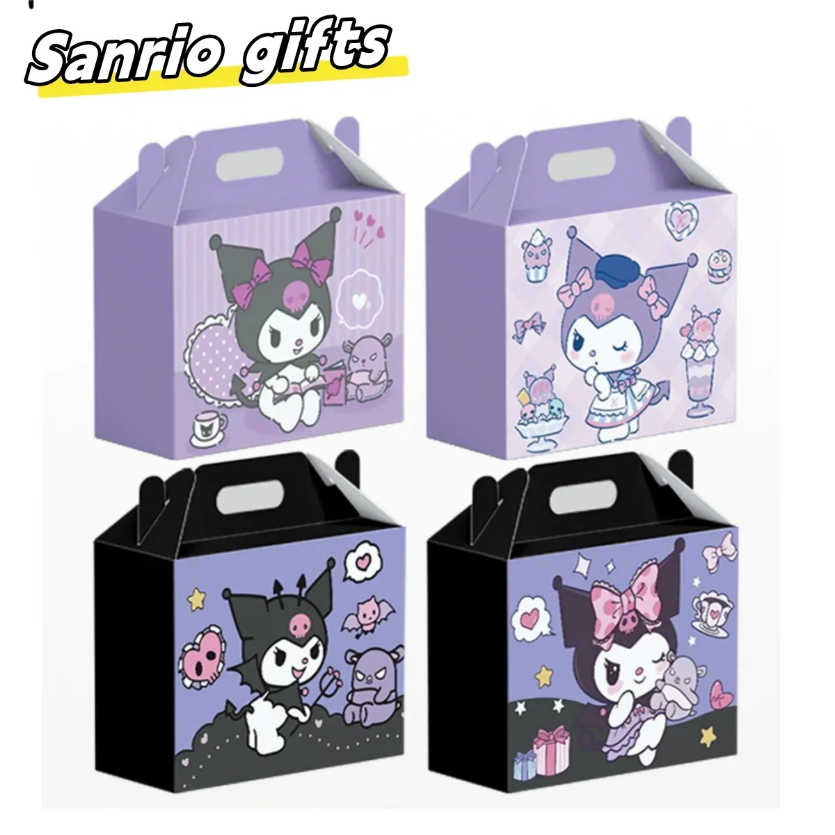 

Sanrio, принадлежности для дня рождения, упаковка конфет, сумка Kuromi, подарочная коробка, милый декор, мультяшное украшение на Хэллоуин, 12 шт., Рождество